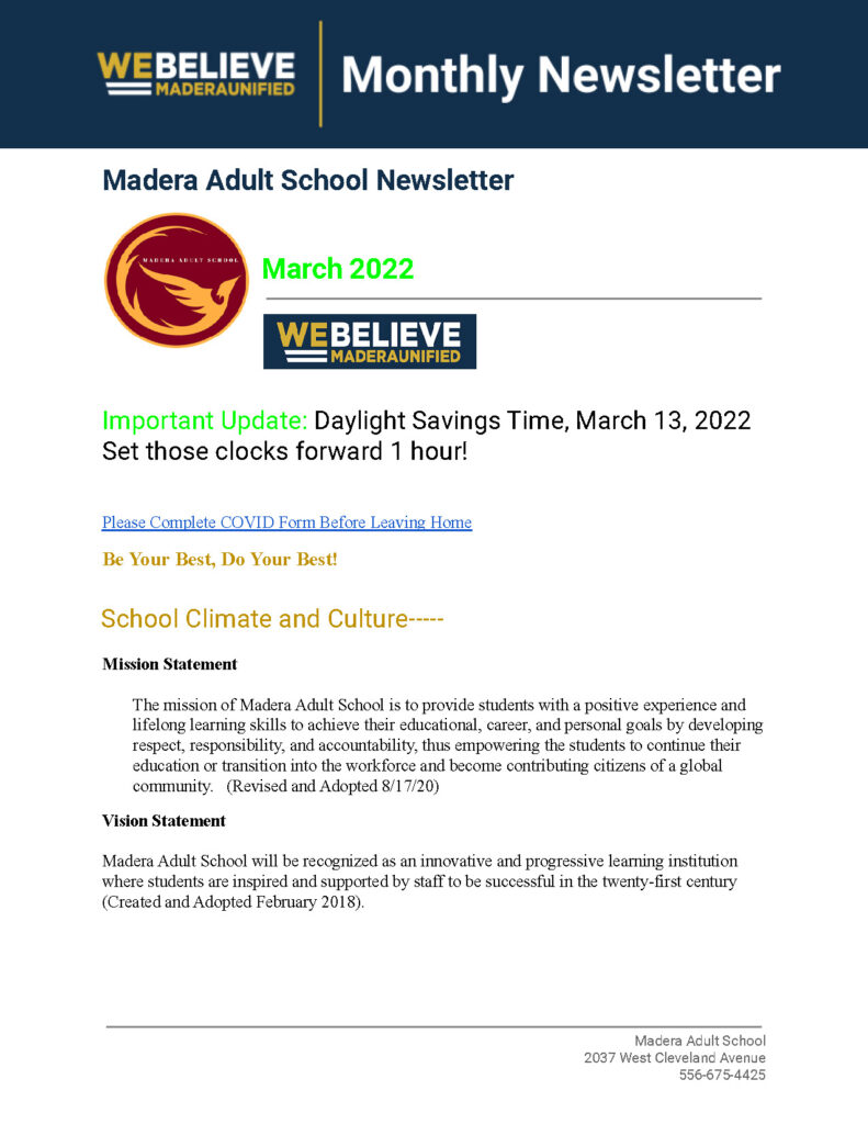 March 2022 Newsletter Frontpage