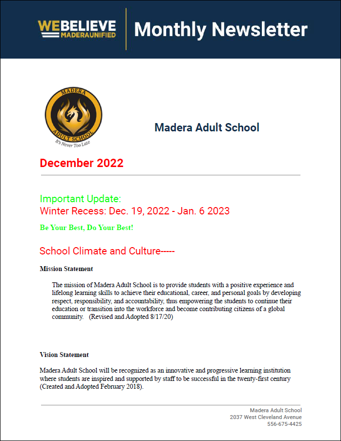 image of the December 2022 MAS newsletter